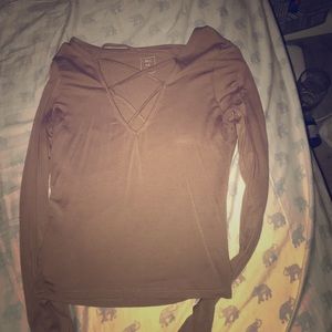 Brown pac sun strap shirt